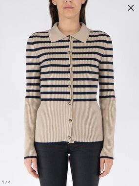 A.P.C. Mallory Striped Cotton Cashmere Knit Cardigan Sweater. Size Medium